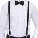 habibee Suspenders and Bow Tie Set for Men, Adjustable Elastic Braces with Y-Back, Diverse Colors, Strong Clips (Black)