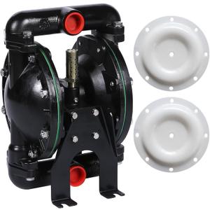 Air Operated Double Diaphragm Pump 1 inch Inlet/Outlet Pneumatic Waste Oil Transfer Pump for Chemical QBY4-25 35 GPM Dual Diaphram Polypropylene Teflon by Stainless Steel Iron 115 PSI