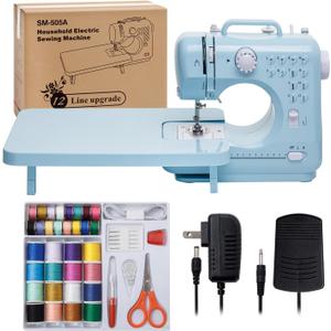 Sewing Machine for Beginners with Extension Table Mini Sewing Machines Kit Supplies 12 Built-in Stitches with Needles Assorted Thread Kit Starter Kit Easiest for Adult and Kids