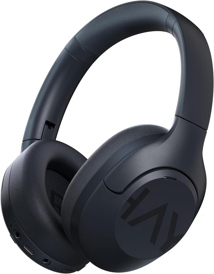 HAYLOU S30 Noise Cancelling Bluetooth Headphones, LDAC Hi-Res Audio, 5 HD Mics Call, 80H Playtime, Custom EQ via App, Bluetooth 5.4 Multipoint Connect, Wireless Headphones Over Ear, Blue