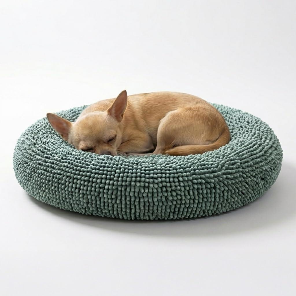 Muddy Mat Cloud K-9 Bed for Dogs & Cats, Soft & Relaxing Donut Dog Bed, Chenille Material, Removable Cover, Washable & Dryer SafeSeafoam Green Small(25'x25')