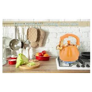 Stainless Steel Tea Kettle for Stove Top Teakettles Stovetop Whistling with Heat Proof Ergonomic Handle 2.5 Quart