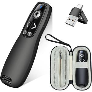 Wireless Presenter with Carry Case, Presentation Clicker with Protective Storage Bag, Presentation Remote for Powerpoint, Mac, Computer, Laptop