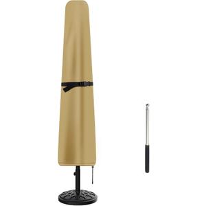 Patio Umbrella Cover, Waterproof Umbrella Covers for 7ft to 9ft Outdoor Umbrellas Market Parasol Covers with Push Rod, Beige