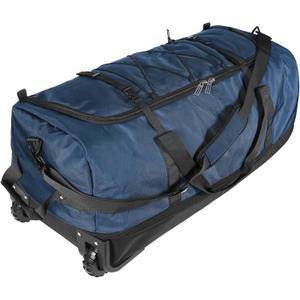 110L/140L Expandable Soft-Sided Foldable Duffle Bag with 2 Rubber Wheels,Packable 32 Rolling Carry-On with Multi-Pockets & Compartments,Navy Blue