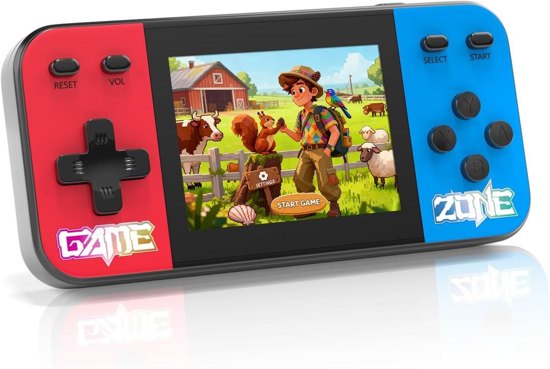 Handheld Game Console for Kids, Preloaded 240 Retro Video Games with 3.0 LCD Screen, Rechargeable Battery Mini Arcade Electronic Toy Gift for Boys & Girls Ages 3-12 (Blue-Red)