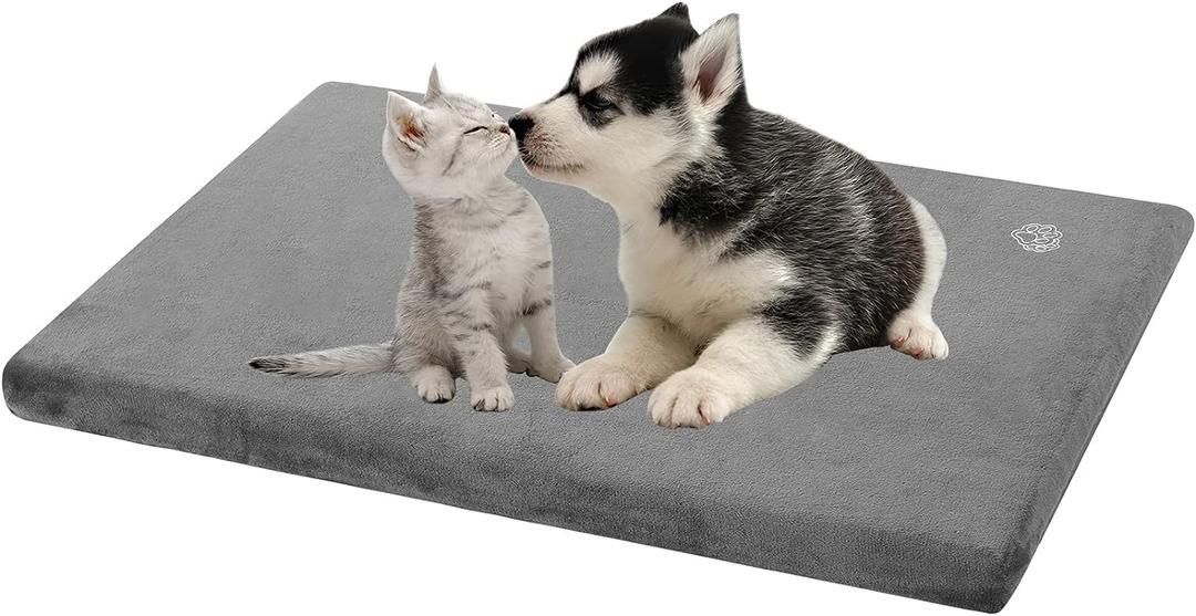 EMPSIGN Stylish Dog Bed Mat Dog Crate Pad Mattress Reversible (Cool & Warm), Water Proof Linings, Removable Machine Washable Cover, Firm Support Pet Crate Bed for Small to XX-Large Dogs, Grey (23.0"L x 16.0"W x 3.0"Th)