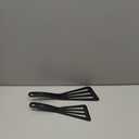 HOTEC 600 Heat Resistant Silicone Slotted Fish Turner Spatula Set, BPA Free Flipper Cooking Spatulas, for Non Stick Cookware Dishwasher Safe, Black