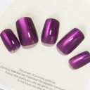 2 x Purple Press on Nails Medium Square Fake Nails Cat Eye Nails Press ons with Design Reusable Artificial Nail Full Cover Stick on Nails for Women Manicure 24Pcs