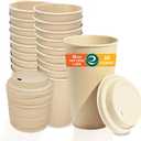 ECO SOUL 100% Compostable Plant-Based (PFAS-Free) 16oz Hot Cups with Compostable Lids | (25 Count, 16 oz Hot Cups) | Disposable Bagasse Paper Cups | Eco-friendly Cups | Sturdy, Microwave & Oven Safe