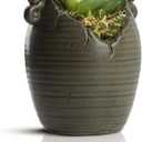 Retro Succulent Planter Ceramic Flower Pot for Indoor Outdoor, Cactus Planter Pot with Drainage Hole for Home & Office Decor, Brown (6.3*7.3*4 in)