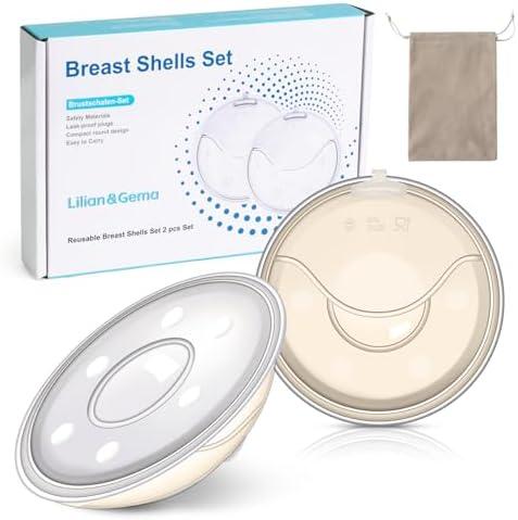 Lilian&Gema Milk Collector Catcher for Breastmilk - 2 Pcs Silicone Breast Pad Nursing Cup Milk Saver for Nursing Moms, Protect Sore Nipples, Extra-Soft and Reusable for Breastfeeding Beige