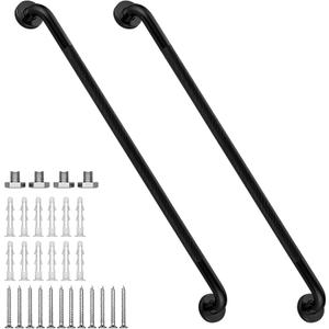 40 Inch Shower Grab Bar 1.25" Dia, 2 Pack Black Anti Slip Bathroom Grab Bar, 304 Stainless Steel Knurled Handicap Grab Bars, Safety Support Handrail,Bath Shower Handle for Elderly Injury Senior
