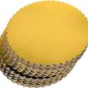 CHERRY 25-Pack 12 inch Sturdy Round Cake Boards, Gold Cardboard Cake Circles plate Scalloped Base,Pack of 25