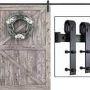 SMARTSTANDARD 10FT Sliding Barn Door Hardware Kit, Heavy Duty Track-Smoothly and Quietly-Includes Detailed Installation Instruction Fit 60" Wide Door Panel (J Shape Hanger) Black