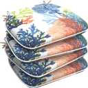 LVTXIII Set of 4 Outdoor Chair Cushions for Patio Furniture, Water Repellent Patio Chair Cushions 17"x16" with Ties, U-Shaped Dining Chair Pads for Garden Kitchen Use, Seascape Coral