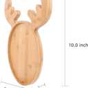 KEPATO Christmas Dishes Wooden Serving Tray,Christmas Elk Ear Anlter Shape Sushi Plate Tray for Restaurant and Home (Beige)