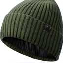 YANIKY Winter Beanie Hat for Men & Women, Fleece Lined Thermal Knit Hat Ski Beanie Skull Cap Cuffed Cap for Cold Weather 1prs green