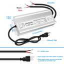 24V 500W LED Power Supply, IP67 Waterproof LED Driver, Low Voltage Transformer, AC 90-140V to DC 24V 20.8A Converter with 3-Prong Plug 3.3 Ft Cable for Outdoor LED Light, Landscape Light, Industrial