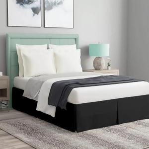 Magic Bed Skirt King Size 18 Inch Drop 100% Cotton Blend No Mattress Lifter Wrap Around Bed Skirt with Non Split Corners - Color Black