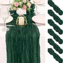 6 Pack 120 Inch Dark Green Cheesecloth Table Runner Boho Rustic Gauze Sheer Romantic 10 FT Long Cheese Cloth Table Runner for Bridal Baby Shower Wedding Party Birthday Holiday Home Easter Decor