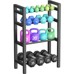 4 Tier Dumbbell Rack,Adjustable Weight Rack for Home Gym,Heavy Duty Weight Stand,800LBS Capacity Kettlebells Storage,Workout Equipment Organizer (Rack Only)
