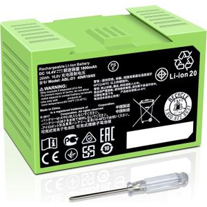 For iRobot Roomba e e5 e6 e5150 e5152 e6198 and i i3 3150 i3+ 3550 i4 4150 i4+ 4552 i6 I7 i7158 i7+ 7150 7550 i8 Plus Replacement Lithium Ion Battery ABL-D1 4624864 4INR19/65 DC 14.4V 1800MAH/26WH