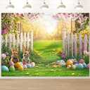 Spring Photography Backdrop, Easter Backdrop Garden Party Decorations Background for Kids Birthday Baby Shower Newborn Photo Shoot Portrait Session Studio Props 7x5ft Reusable and Washable (Multi)