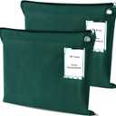 2 Pcs Interoffice Mailer Canvas Transit Sack Zipper Bag 18" x 14" Large Zipper Pouch with Grommet Interoffice Mail Bag (Green)