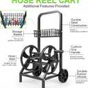 Garden Hose Reel Cart, Heavy Duty Hose Reel with Wheels, Hold Up to 200 ft of 1/2’’ Hose, Mobile Hose Reel Cart for Outside, Metal Water Hose Reel with Storage Basket for Backyard, Garden, Lawn