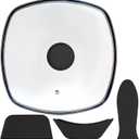 Square Glass Lid for Grill Pans with Steam Vent Hole - Fits Lodge Cast Iron Skillets 10.5inch/26.67cm Silicone Potholder- Square Tempered Glass Lid - Universal Replacement Cover Silicone Knob