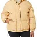 Amazon Essentials Women's Relaxed-Fit Mock-Neck Short Puffer Jacket (Previously Daily Ritual), Light Camel, 4X