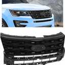 HECASA Front Upper Grille Compatible with 2016-2017 Ford Explorer Replacement for FO1200578 FO1200577 FO1200579 Bumper Grill Assembly Black
