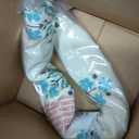 20" Square Floral Print Cotton Pillow Cover (Blue/Green)