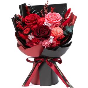 Bessol Flowers for Delivery Preserved Flower Bouquet Forever Fresh Flowers Birthday Gifts for Women Mom Anniversary Red Real Rose Gifts for Grandma Wife Girlfriend Sister Her from Daughter