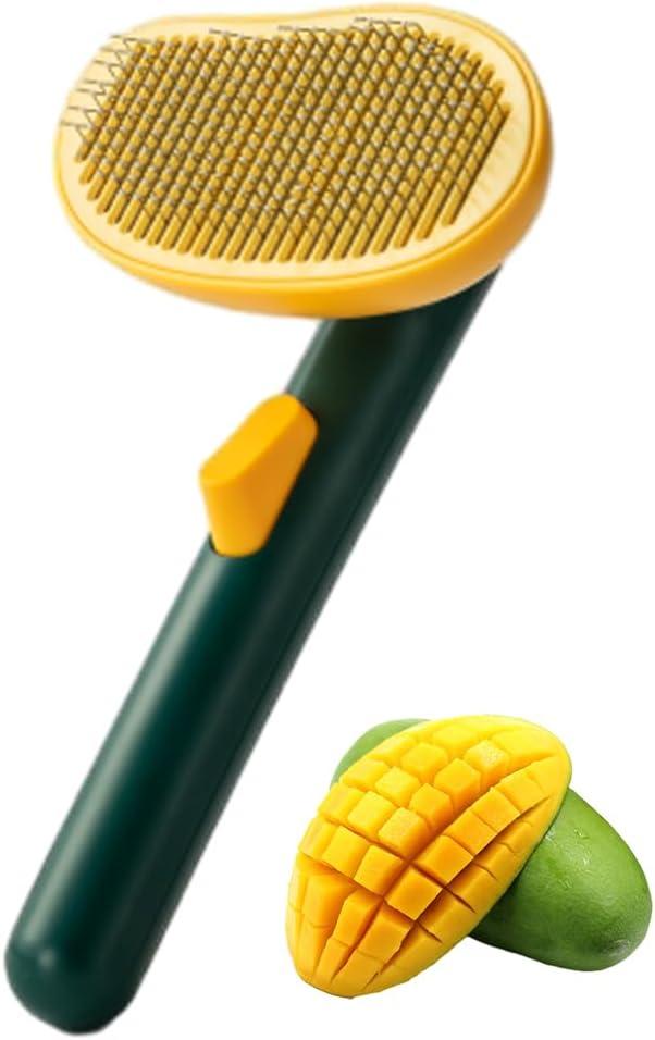 2 x Cat Brush for Shedding, Mango Cat Brushes with Gentle Bristles and Release Button, Gentle Self Cleaning Pet Brush for Indoor Cats and Dogs Daily Grooming Tool During Shedding Season