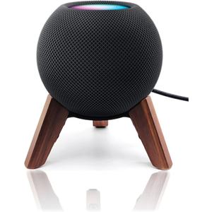Real Wood Stand for Homepod mini(2020 Released), Wooden Holder Tripod with Metal Frame,Safe Stable Mount with Anti-Slip Silicone pad Protects Home pod mini Speaker Well (Color:Walnut)