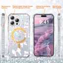 2 x PIXIU Case for iPhone 16 Pro Compatible with Magsafe, Laser Glossy Pattern,Cute Curly Wave Clear TPU Bumper Military Grade Drop Protection Phone Cover for Women/Girls -Bow