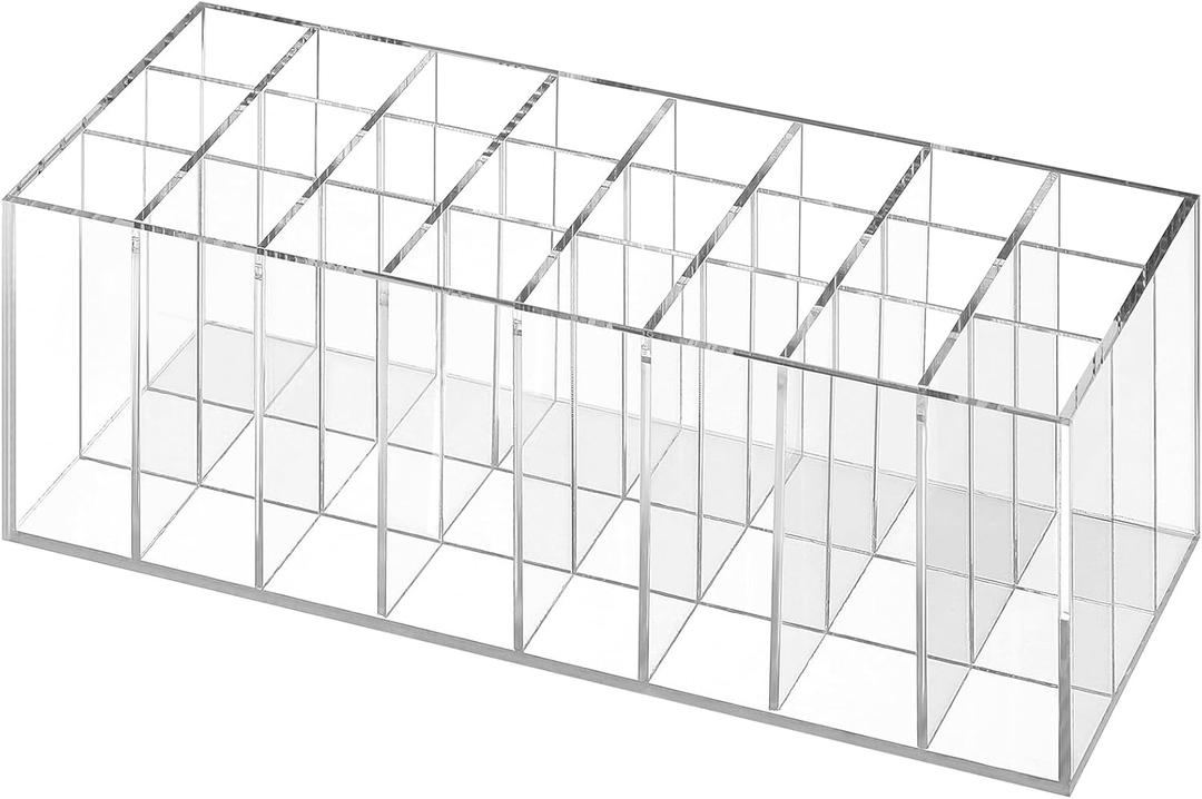 balacoo Lipstick Display Rack: 24 Compartment Acrylic Gloss Organizer Lipstick Organizer Holder Clear Makeup Organizer Case for Lip Gloss Brushes