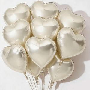 4 x 10pc Cream White Heart Balloons - 18 Inch Sand White Heart Shapes for Baby Showers, Weddings, Valentine's Day Decorations