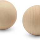 2-1/2 inch Wooden Balls, Bag of 2 Unfinished Natural Hardwood Wooden Balls for Crafts and DIY Projects