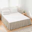 FALUCA Soft Cozy French Linen Bed Skirt with Pleated Frills - 14" Tailored Drop Dust Ruffle for Farmhouse & Modern Bedrooms, Breathable Linen-Cotton Blend, Easy-Fit Bedding (14" King, Linen)