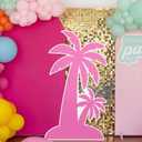 Novabright 5.9ft Hawaiian Party Decorations Hot Pink Palm Trees Backdrop Cardboard Cutouts Summer Pink Pool Party Decoration Palm Trees Photo Backdrop for Hawaiian Bachelorette Wedding Bridal Shower