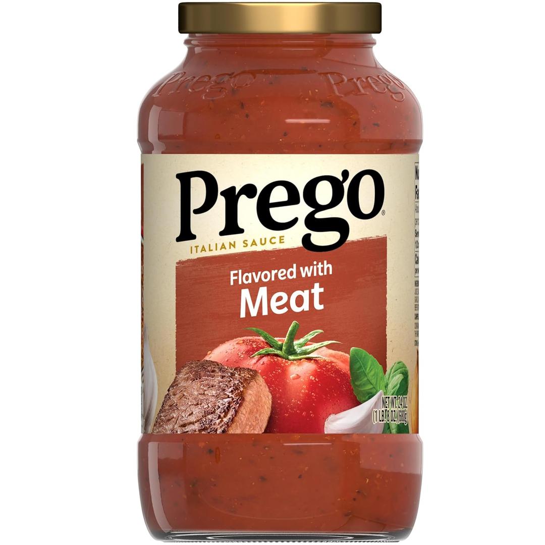 Prego Italian Tomato Pasta Sauce Flavored With Meat, 24 oz Jar (EXP 12/01/26)