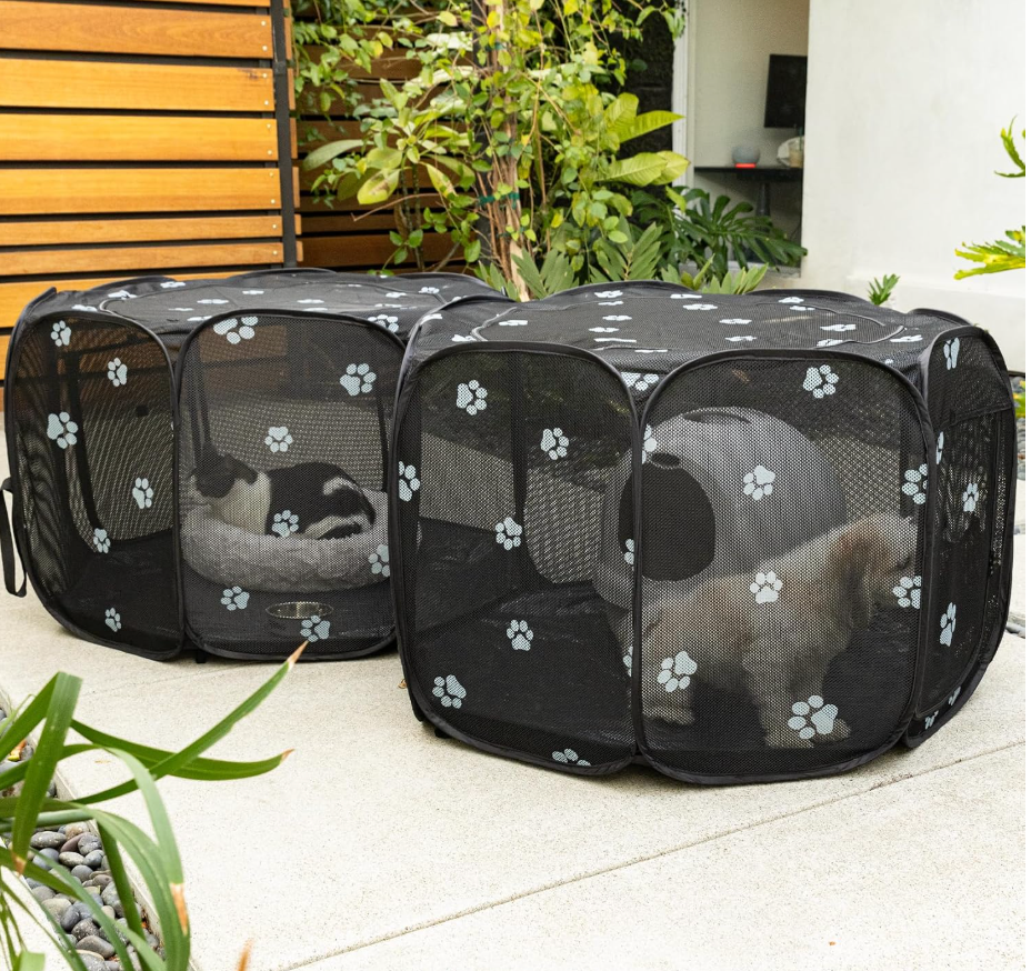 2-in-1 Cat Playpen, Pop Up Dog Pet Playpen for Indoor Outdoor Cats Enclosed, Portable Pet Playpen, Kitten Puppy Foldable Play Pen Cat Dog Tent Crate Cage Kennel(No Divider, Unified Space)