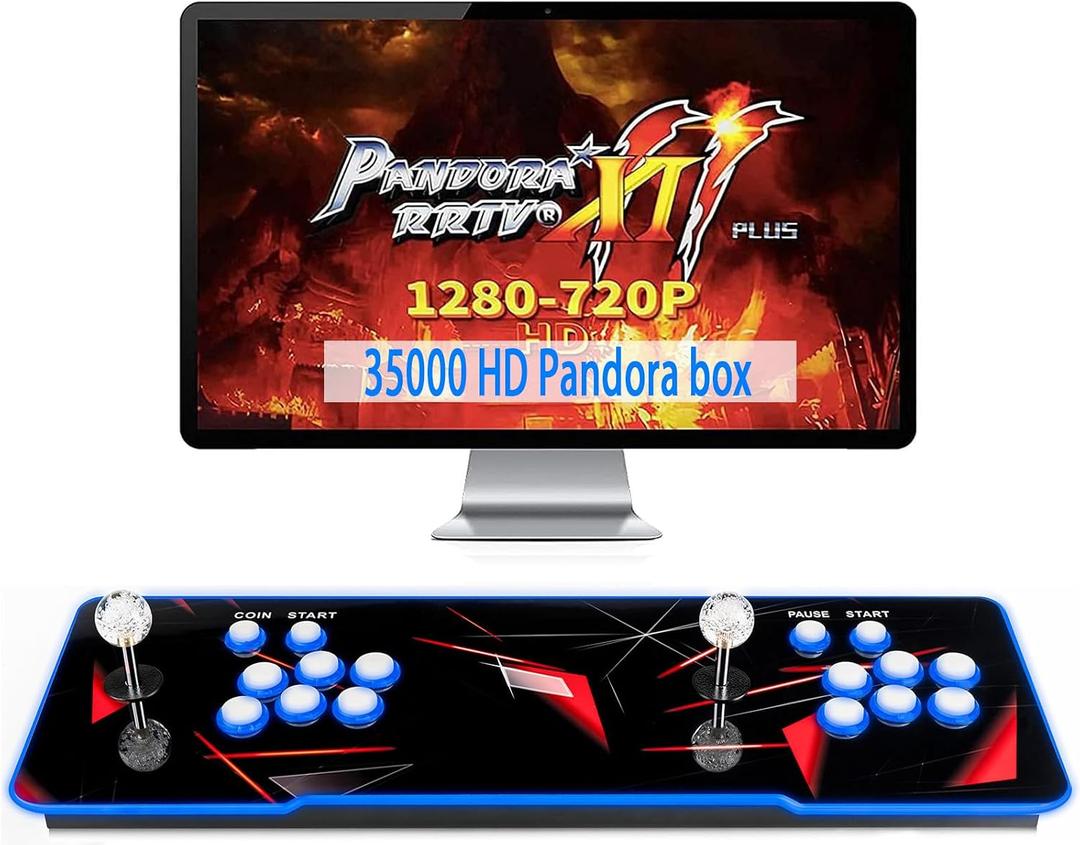 【 35000 Games in 1 】 70S Pandoras Box Arcade Game Console Retro Game Machine for Home PC & TV, 2-4 Players, 1280X720, Support 3D , Search/Hide/Save/Load/Pause , Favorite List,Double Stick