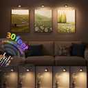 Wall Mounted Lights, 3 Pack Rechargeable RGB Color Changing Light, 3 Color Temps & Remote and Touch, 360 Rotation Dimmable Cordless for Study Bedroom Reading Bedside (Black)