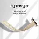 JOYOZY Slim Leather Band for Women Compatible with Apple Watch 49MM 45MM 44MM 42MM 41MM 40MM 38MM, Cute Fancy Top Genuine Leather Strap for iWatch Ultra, Series SE/9/8/7/6/5/4/3/2/1 (Beige/Starlight)