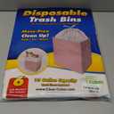 Clean Cubes 13 Gallon Disposable Pop-Up Trash Cans (6-Pack) with Fitted Bags Foldable Garbage & Recycling Bins for Parties, Events & Kitchen (Pink, 17" H x 13.5" W x 10" D)