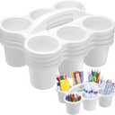 DoubleFill 4 Pack Plastic Classroom Caddy for School, Classroom Pencil Caddy Organizer with Handle for School, Cup, Pencil, Pen, Art Supply, Drink Delivery